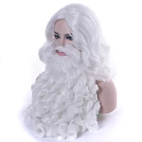 soowee christmas gift santa claus wig and beard synthetic hair short cosplay wigs for men white hairpiece accessories