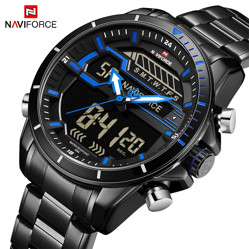 Часы для мужчин NAVIFORCE модные спортивные часы мужские водонепроницаемые