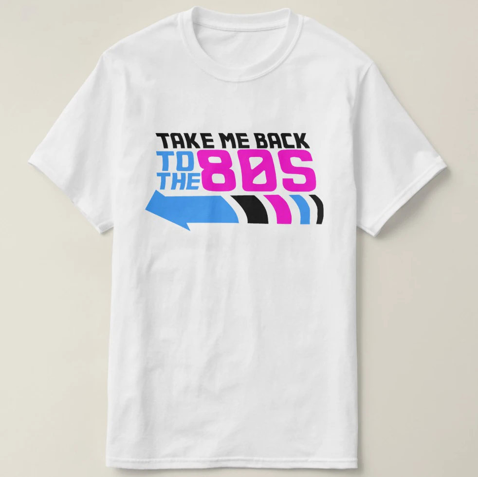 Печатные Для мужчин футболка хлопок короткий рукав Take me Back to the 80 s женщин