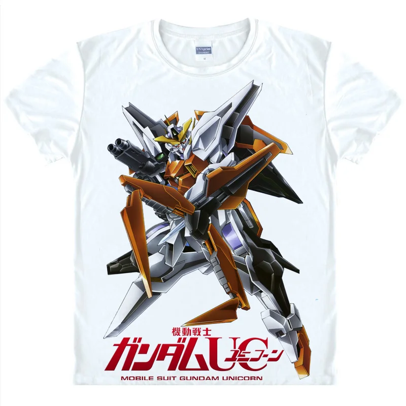 Coolprint аниме рубашка мобильный костюм Gundam Единорог футболки с коротким рукавом