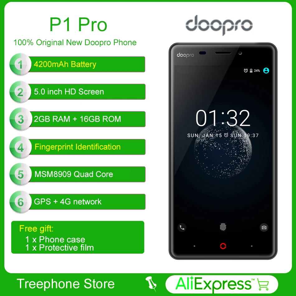 Doopro P1 Pro 5 0 дюйма 4200 мАч мобильного телефона MSM8909 4 ядра Android 6 2 ГБ Оперативная