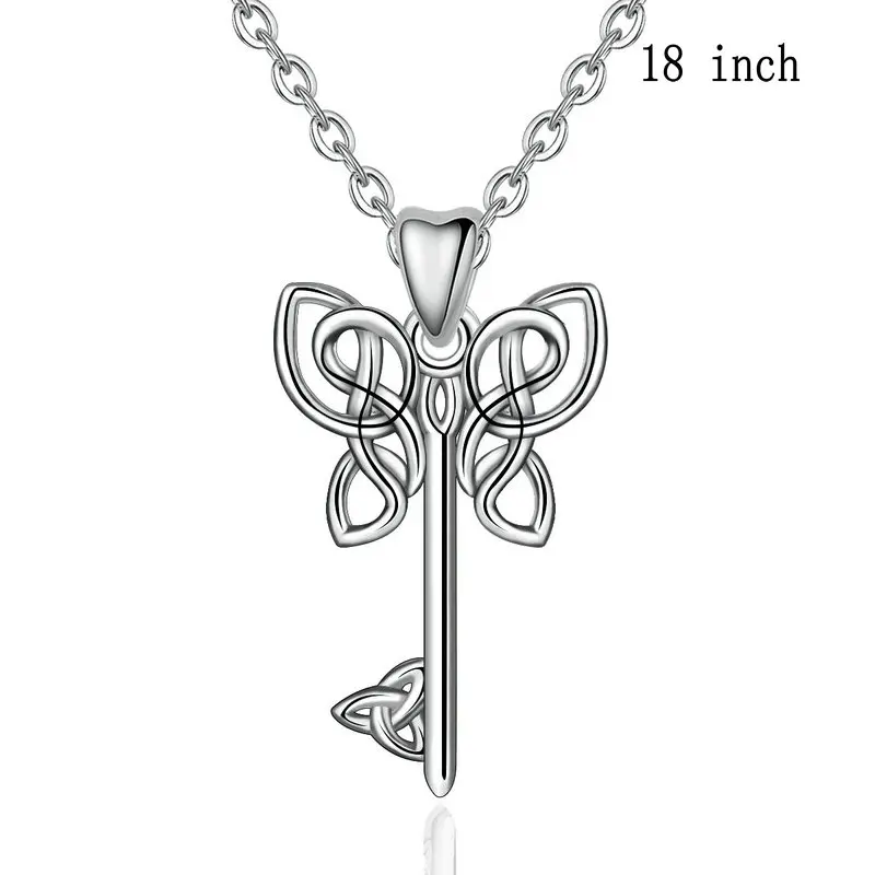 with 45cm chain Юдора Серебро 925 пробы, связка для ключей в виде бабочки, с принтом в виде сердца и подвеска "замок" для Для женщин девушка жена Модные украшения подарок D399 - Окраска металла: with 45cm chain
