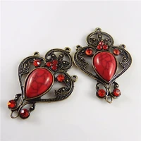 julie wang 4pcs vintage style bronze alloy plated red charm pendant jewelry connector handmade jewelry accessory 46358mm