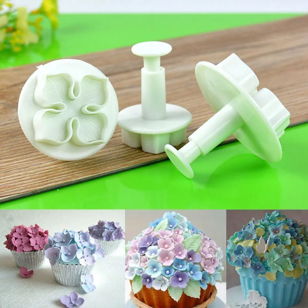 3PCS/Set Plastic Flower Fondant Cake Decorating Tool Sugar Craft Cutter Plunger Baking Cookies Pastry Mold Kitchen | Дом и сад