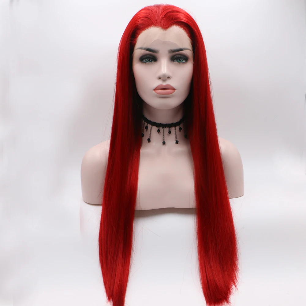 Fantasy beauty Горячие красные синтетические парики для женщин длинные прямые модные бесклеевые синтетические парики с пиковым париком