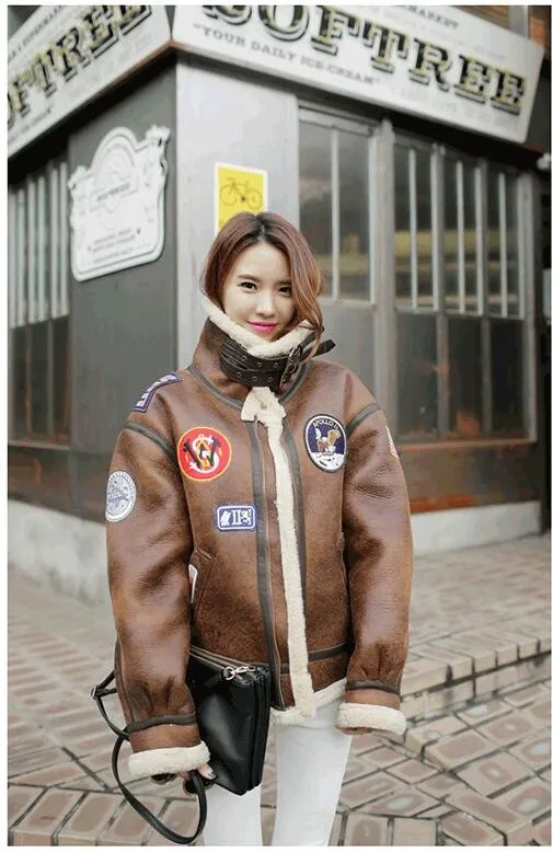 Меховая зимняя женская куртка новинка 2016 утепленная Корейская шерстяная