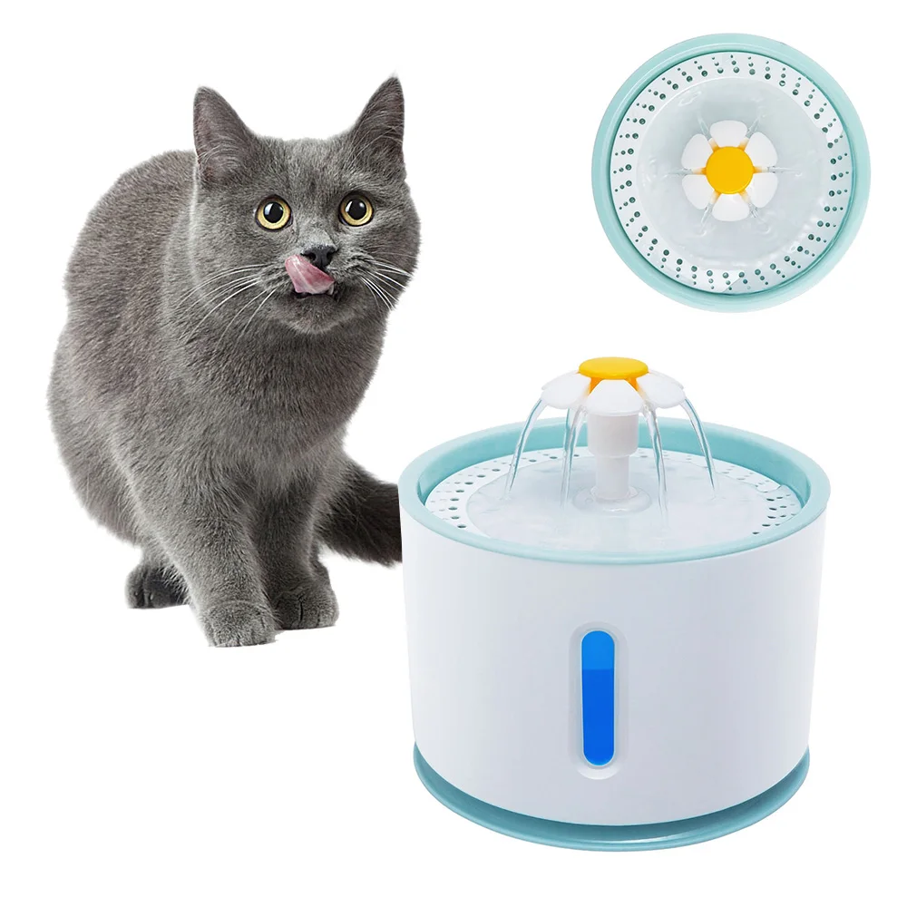 blue Автоматический кошачий фонтан для домашних животных, диспенсер для воды, большая Весенняя поилка для кошек, автоматический питательный фильтр для питья - Цвет: blue