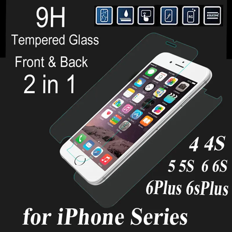 Ультратонкое 0 26 мм 9H 2 шт. переднее + заднее закаленное стекло для iPhone 4 4s/ 5 5s 5c/ 6 6s/