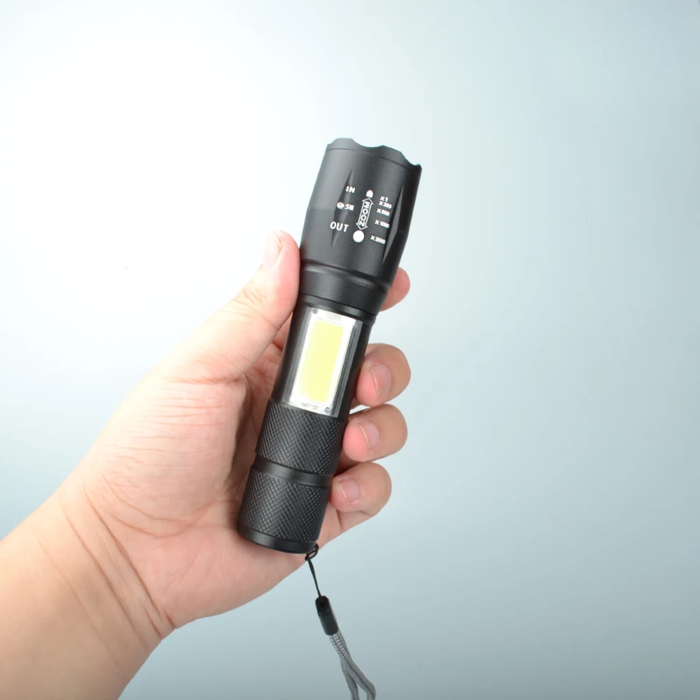 A100 USB Перезаряжаемый встроенный светодиодный фонарик 18650 8000 Люмен 4 режима COB + T6 L2