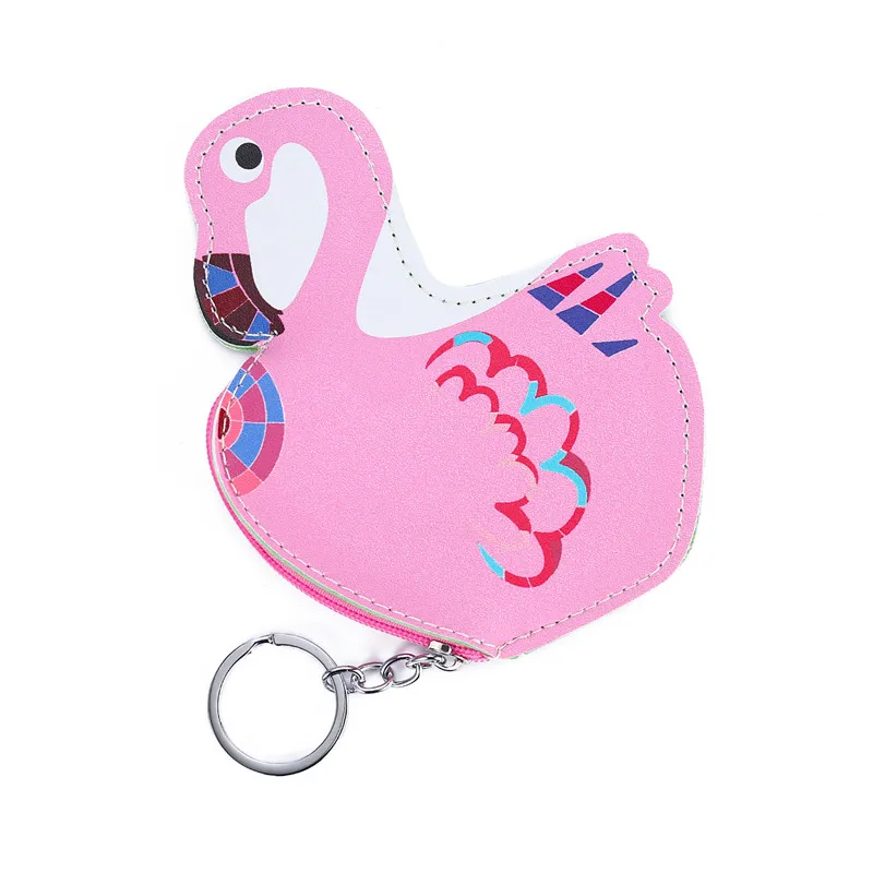 flamingo 2 шт. кожаный кошелек с рисунком сердца для девочек, сумка для монет с изображением животных, кавайный принт, Детская сумка, сумка для мелочи, хранение денег - Цвет: flamingo