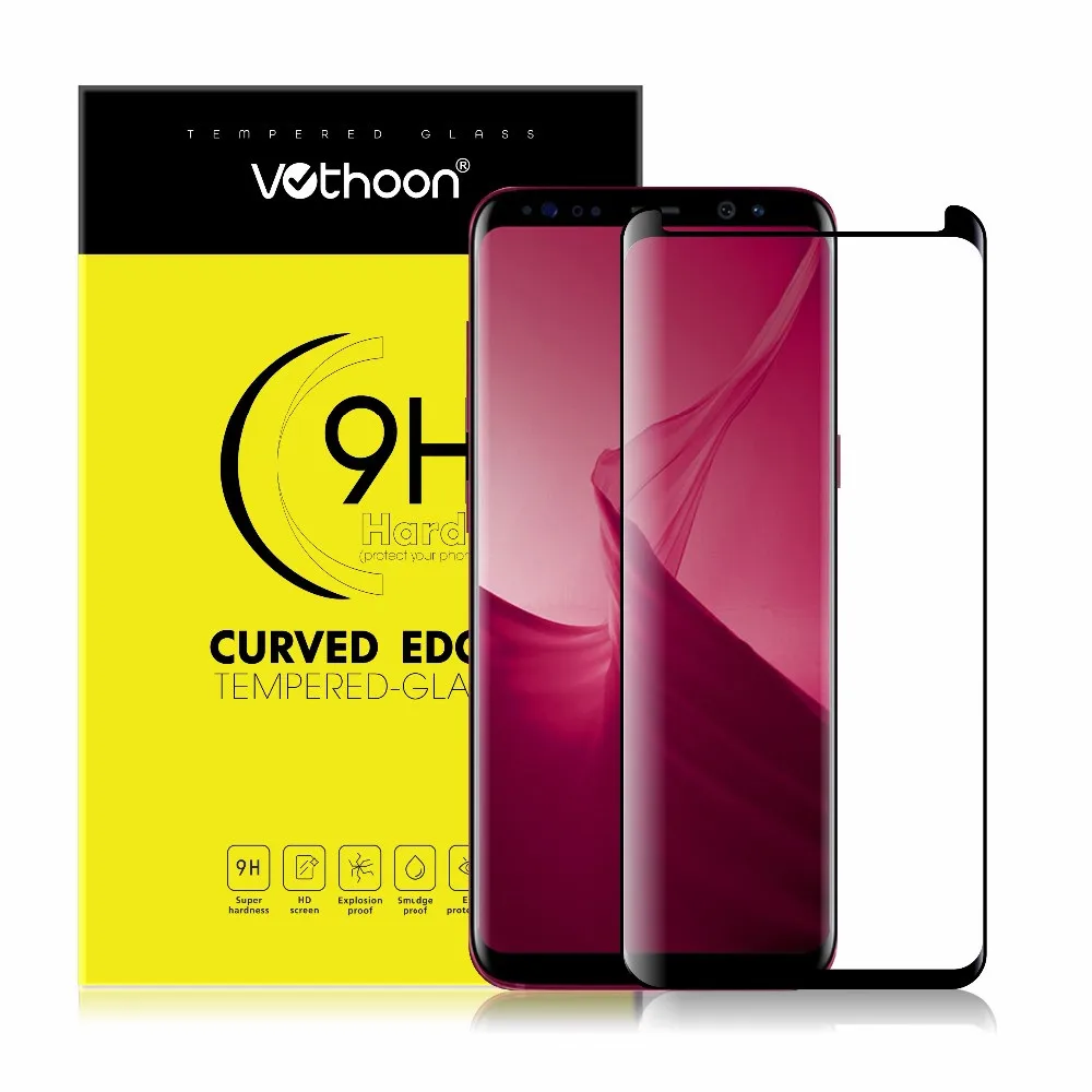 Чехол votoon из чистого стекла для samsung Galaxy S8, S8 Plus, 3D изогнутое закаленное защитное стекло для экрана черного цвета