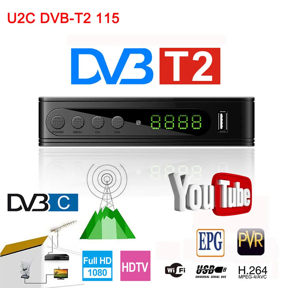 U2C ТВ-тюнер Vga DVB T2 цифровой ТВ-приставка к ТВ s DVB-T2 декодер с Wifi MT7601 ресивер для русского DVB T2 C медиаплеер