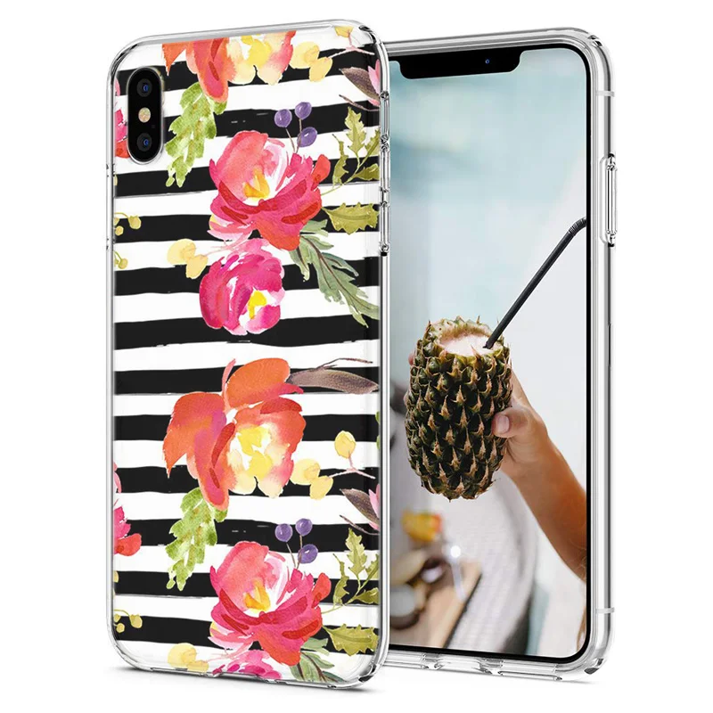 Мягкий чехол для телефона iPhone X XS XR чехлы из ТПУ цветной цветок пицца Бабочка Fundas