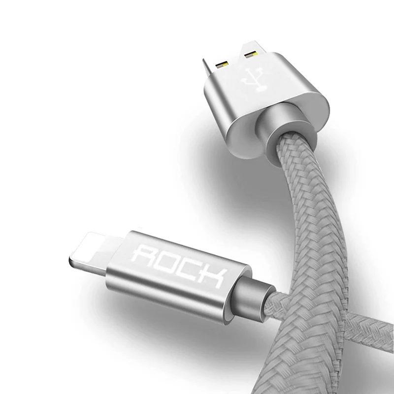 Grey ROCK для iPhone usb кабель IOS 13 12 11 10 9 быстрое зарядное устройство USB зарядка кабелей шнур 2.1A для мобильного телефона зарядное устройство - Цвет: Grey