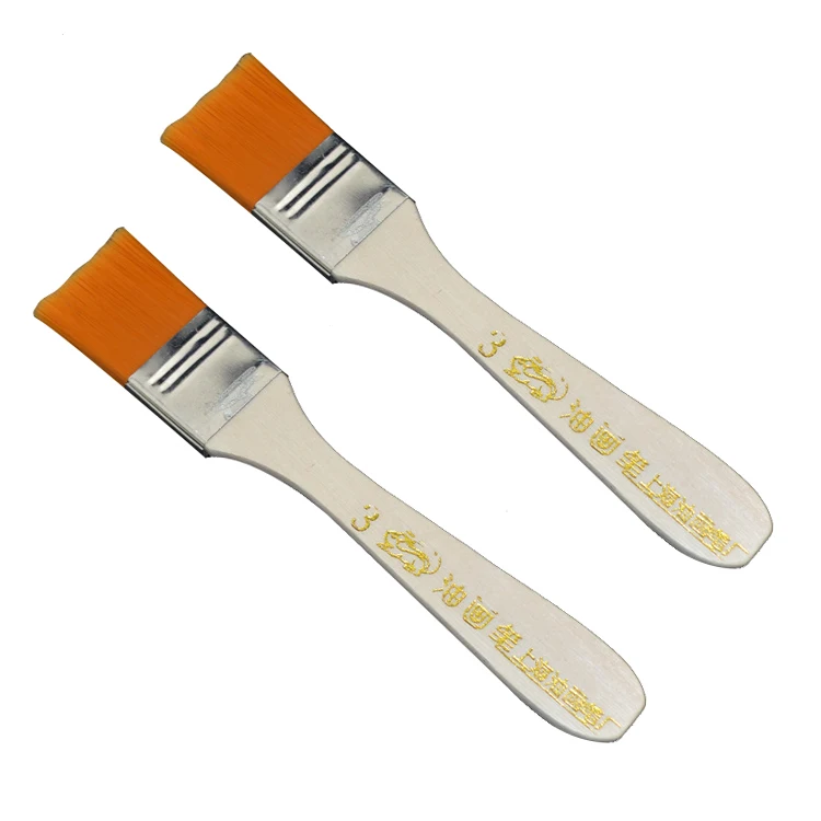 Wholesales 5pcs Orange Bristle Wooden Handle Oil Painting Paint Brush 0.9&quot Width|Щетка| |
