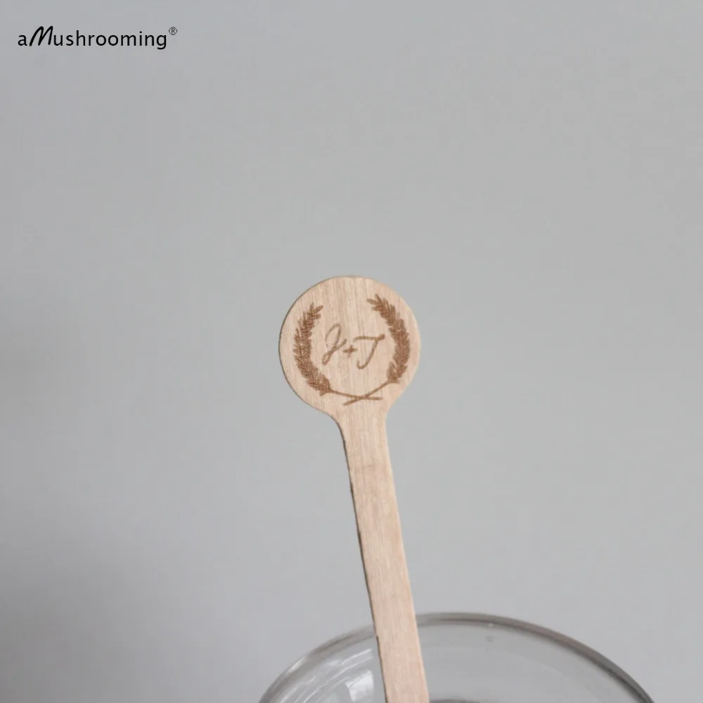 X100 Свадебные монограмма Stir Sticks с Индивидуальные инициалы пользовательские