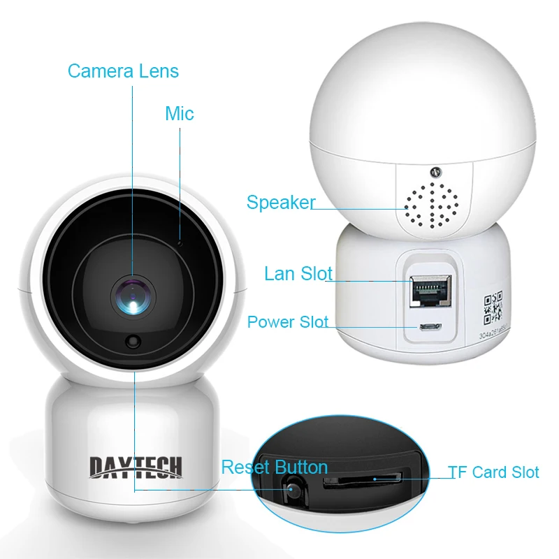 DAYTECH 2-мегапиксельная WiFi ip-камера записывающая Сеть CCTV автоматическое отслеживание облачная домашняя камера безопасности двухсторонняя аудио