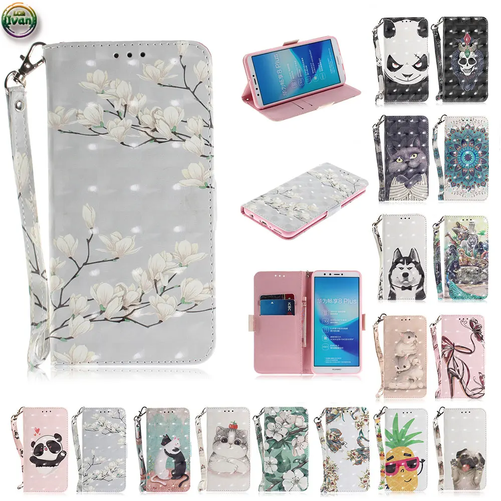 Чехол Кошелек для Huawei Y9 Y 9 2018 FLA LX1 LX2 кожаный чехол мобильного телефона 9Y яркая