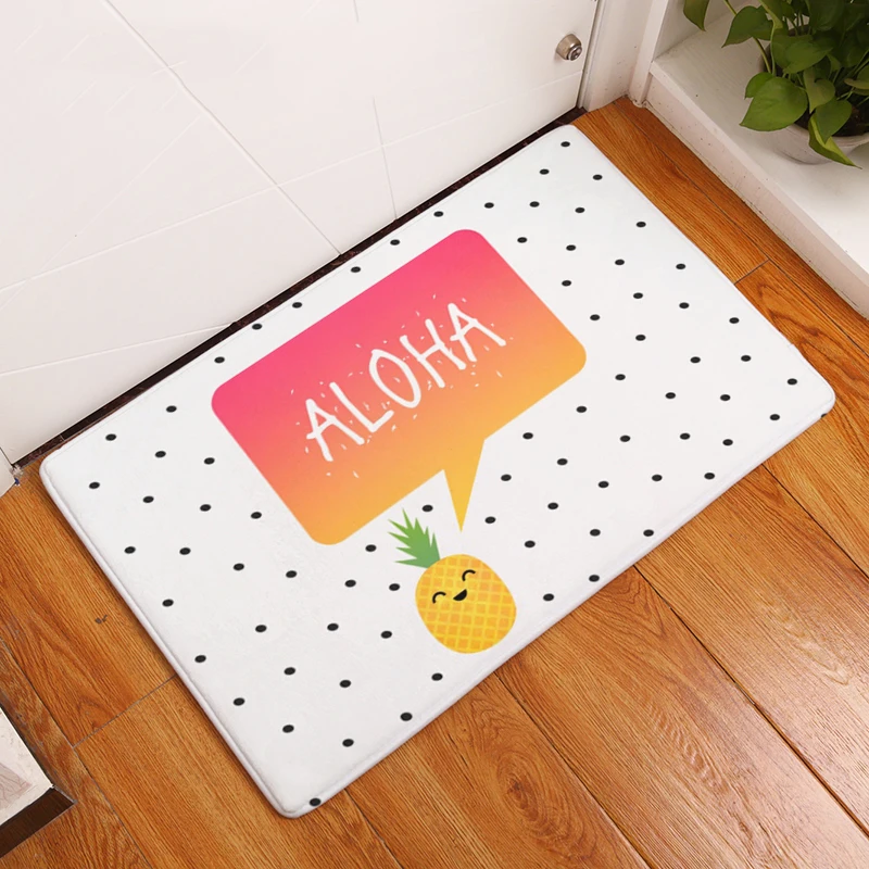 Comwarm в передней двери коврики фланель милый мультфильм Aloha ананас ковры легкий