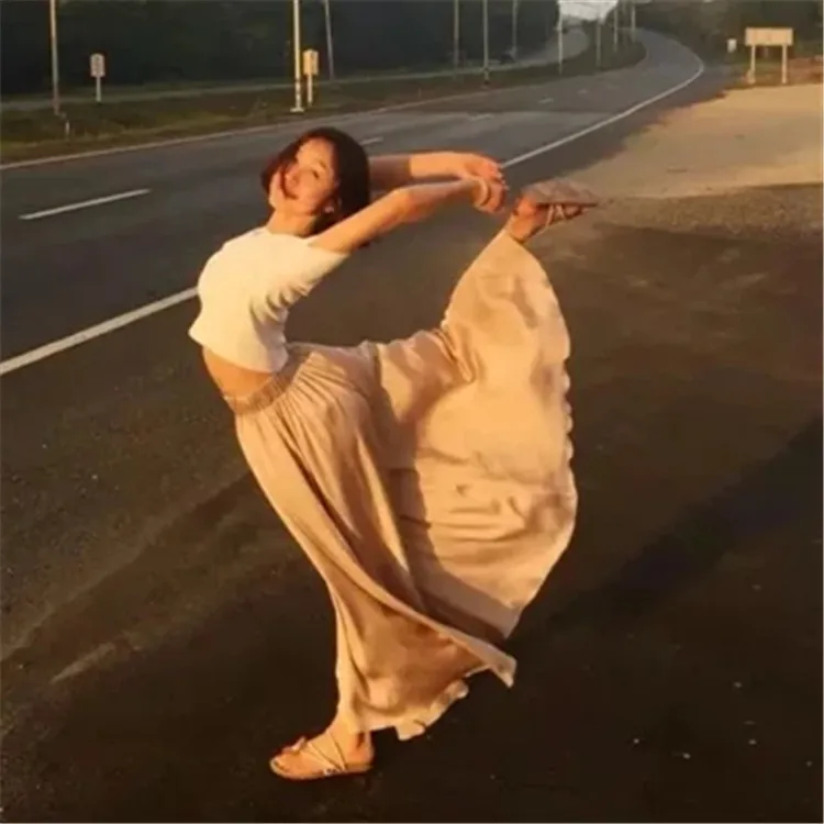 Подиум плюс размер брюки Макси Boho пляжные женские палаццо широкие свободные