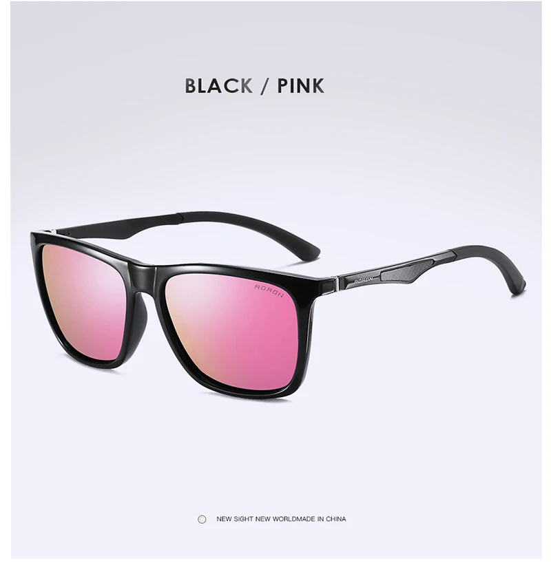 Black Pink AORON мужские и женские поляризованные солнцезащитные очки, модные солнцезащитные очки для мужчин, брендовые дизайнерские Квадратные Солнцезащитные очки, Алюминиевые ножки, зеркальные линзы - Цвет линз: Black Pink