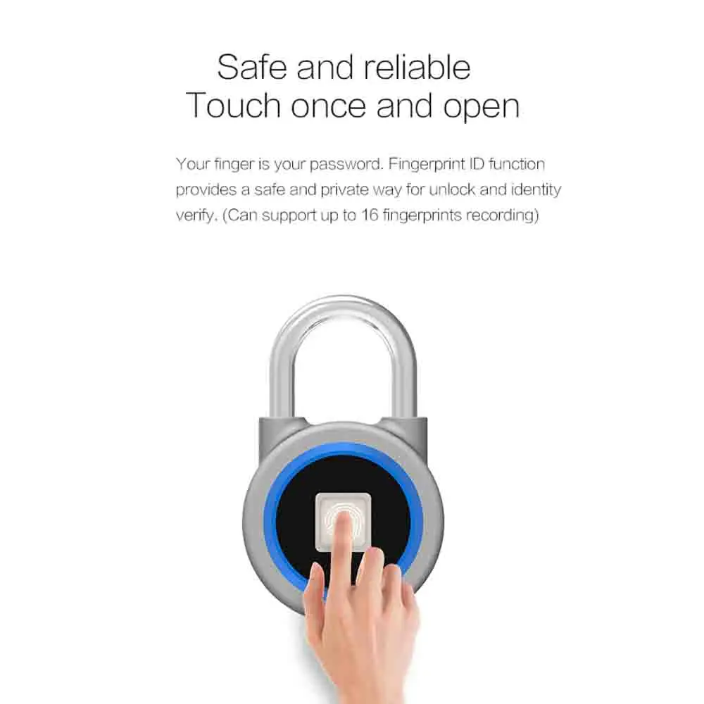 P2 Smart Keyless Fingerprint Lock Bluetooth Phone APP Unlock Waterproof Anti-Theft Padlock Door for Android iOS | Безопасность и