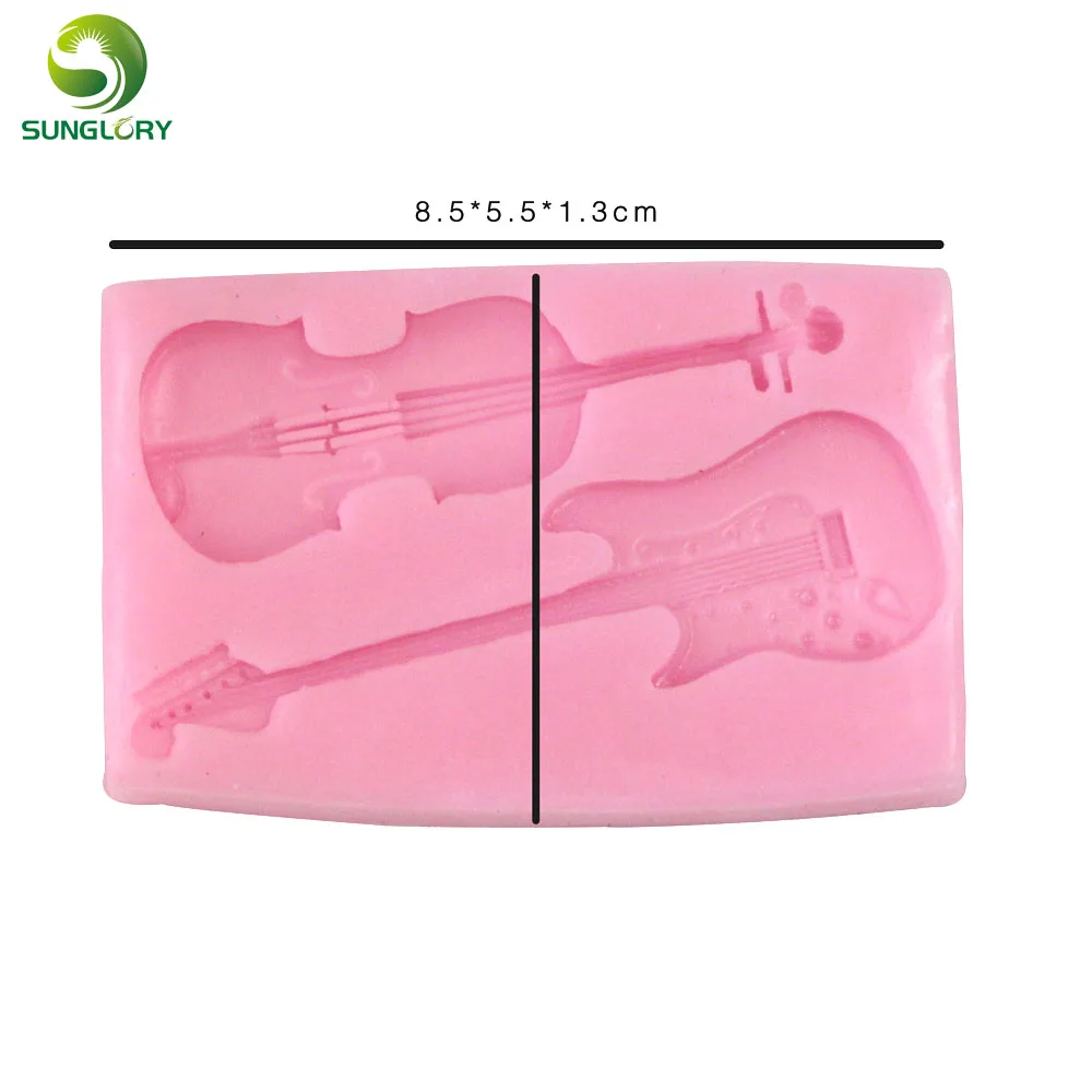 Скрипки Гитары помадка силиконовые формы торт gumpaste moldes де silicona для кекс