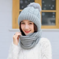 suogry winter accessories for women thick warm women winter beanie hat scarf set ladies knitted wool hat scarf for winter set