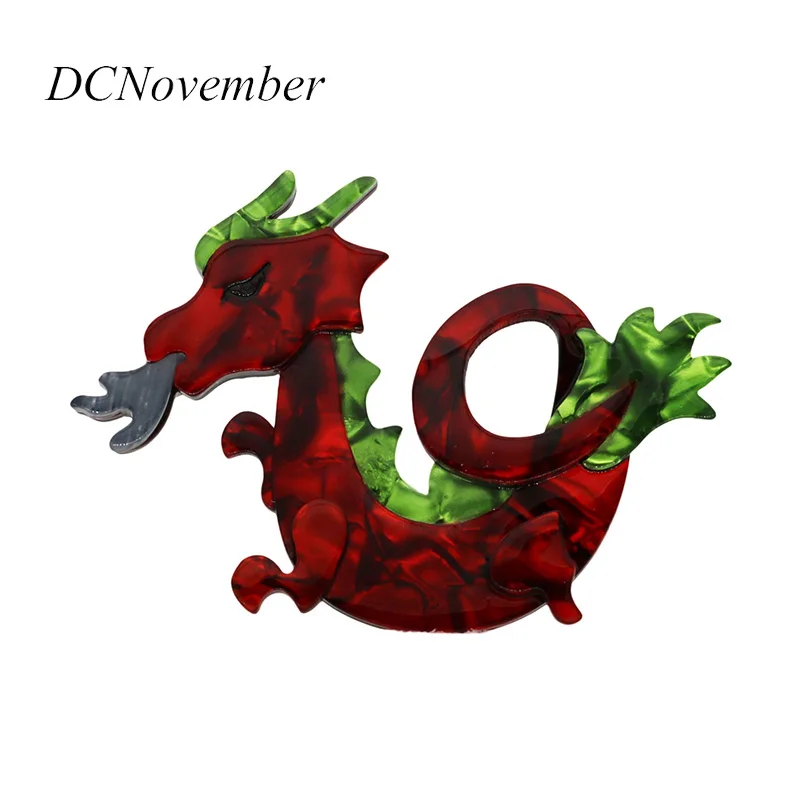 DCNovember, винтажные броши в форме дракона, 3 цвета, для женщин и мужчин, полимерные акриловые ацетатные целлюлоидные броши, подарки
