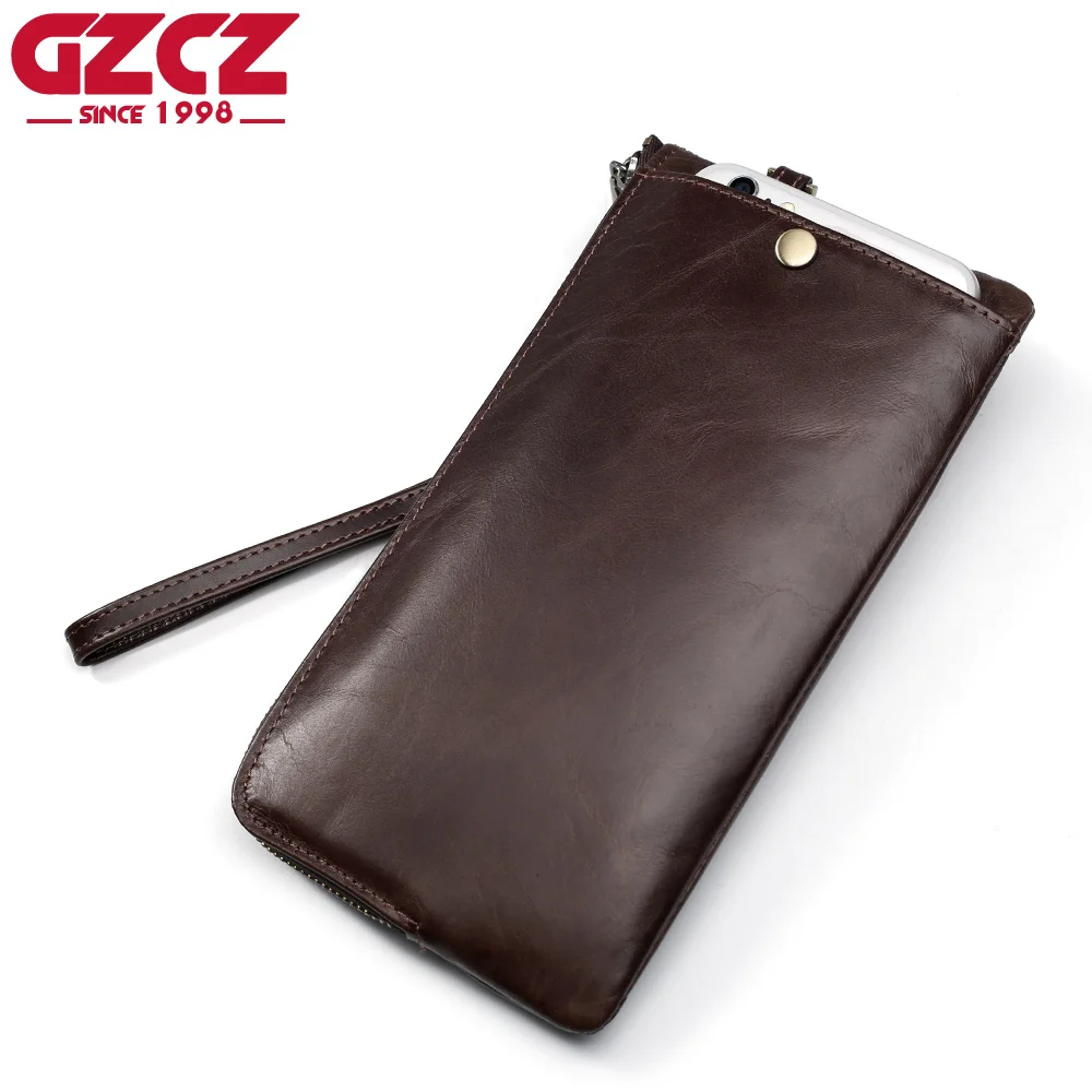 Мужские кошельки GZCZ Классический Длинный кошелек из натуральной кожи с