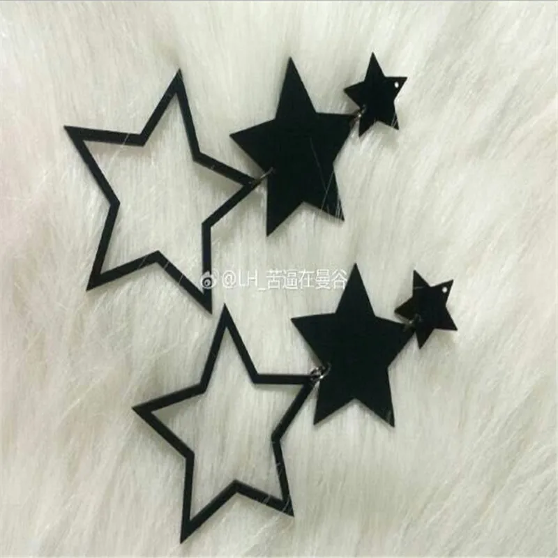 Big black star earrings dangle Hollow Acrylic long earrngs jewelry For Women Punk Club Jewelry Accessories eh033 | Украшения и