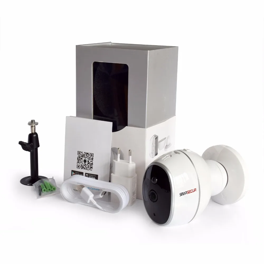 SMARSECUR безпроводная ip-камера 720 P HD без провода 6400 мАч 8 месяцев Батарея Безопасности WiFi Беспроводная ip-камера с батареей