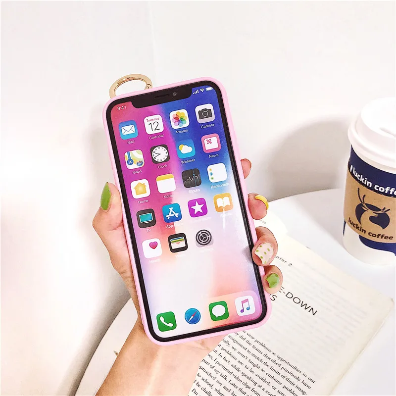 Crayon Shinchan Phone Cases For iPhone 6 6S 7 8 Plus Case Soft Glossy IMD Chibi Maruko Chan X XS MAX Wrist strap |