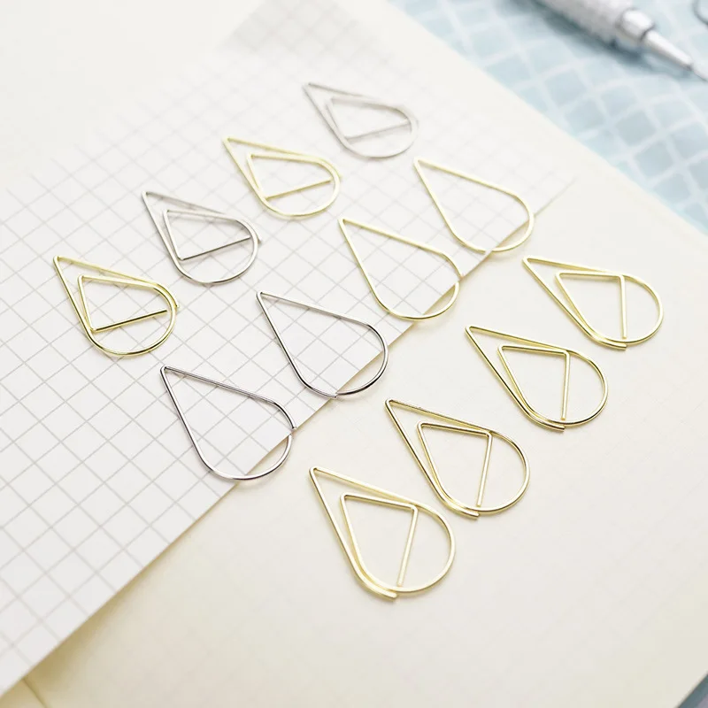 

Metal Material Drop Shape Paper Clips Gold Silver Color Funny Kawaii Bookmark Office Shool Stationery Marking Clips