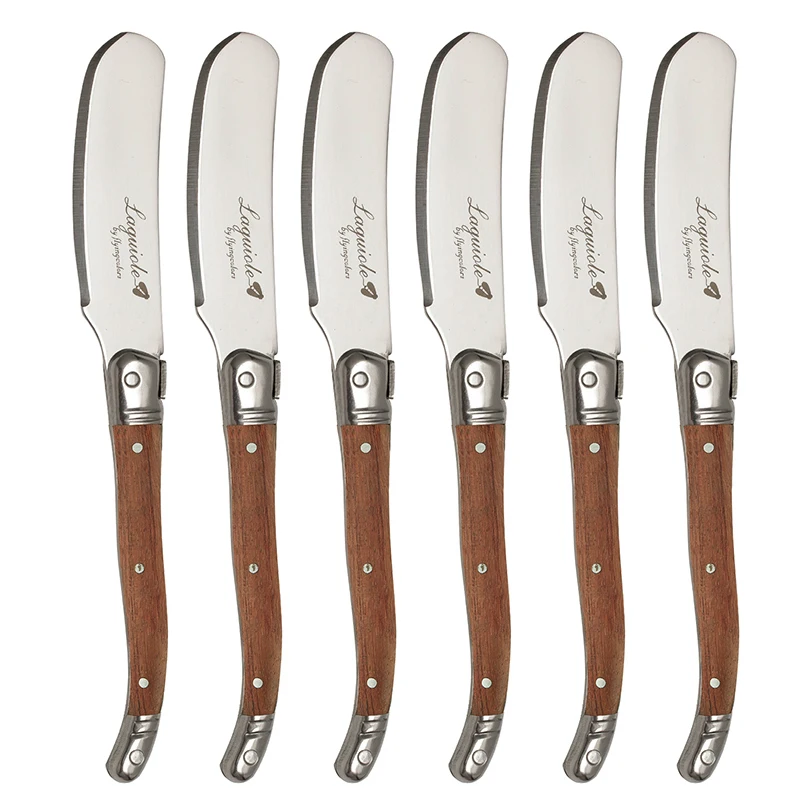 

Laguiole Style Butter Knives Spreaders Set Stainless steel Wood Handle Cheese Butter knife 6.25'' Cutlery knife Kitchen Utensils