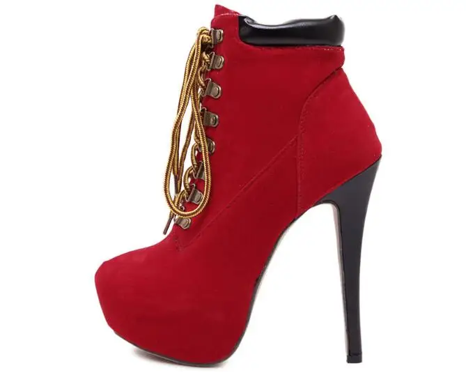 XingDeng/женские ботильоны из флока на высоком тонком каблуке с круглым носком