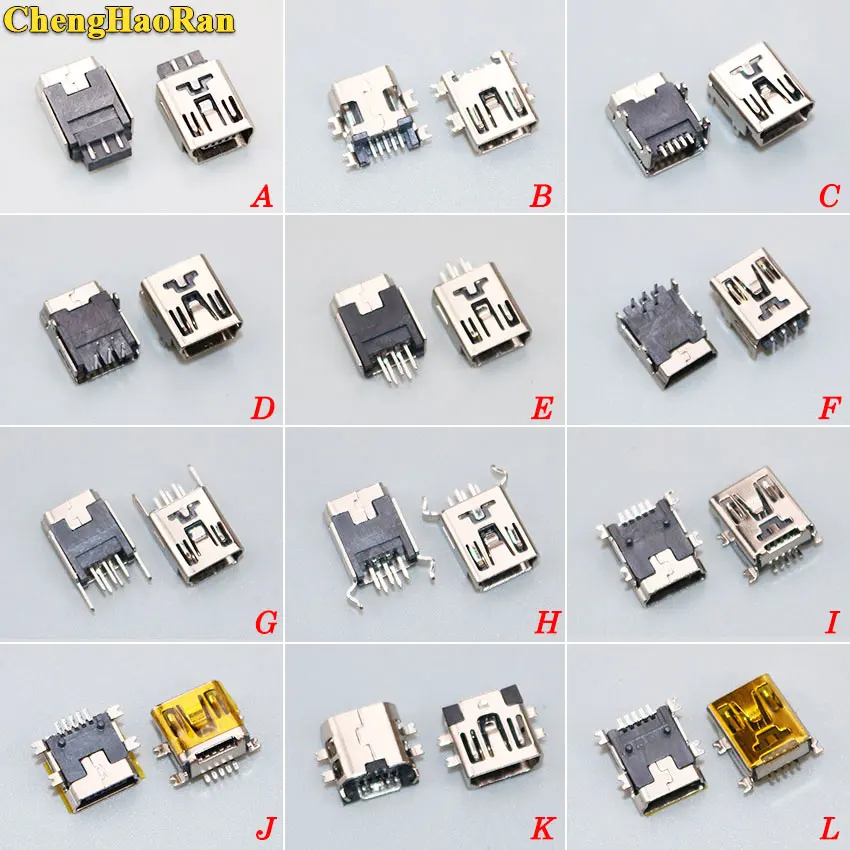 

ChengHaoRan 1pcs Mini USB jack Type B Female 5 Pin SMT SMD Socket Connector charging port repair parts