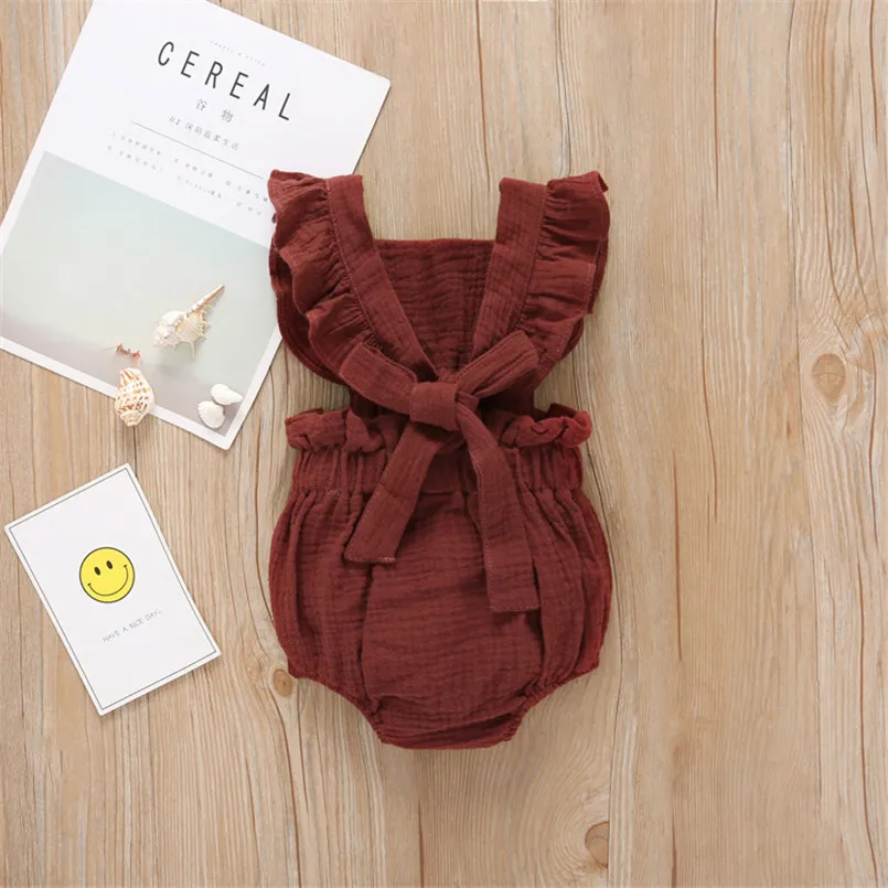 

Big handmade bowknor romper baby girls clothes summer ruffles lace jumpsuit for newborn costumes toddler baby onesie overalls