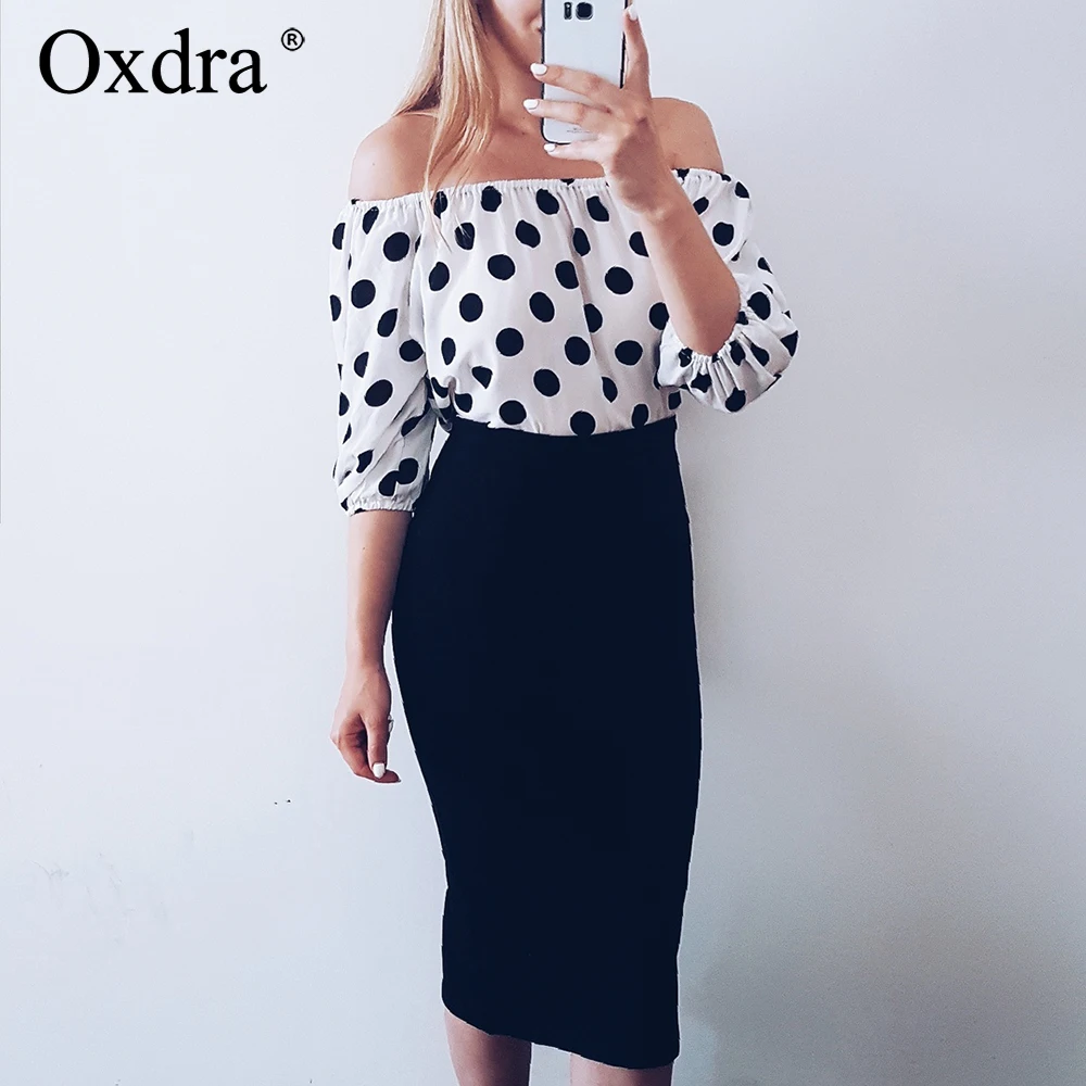 Oxdra Однотонная юбка-карандаш Осень Зима 2019 офисная дамская юбка с высокой талией