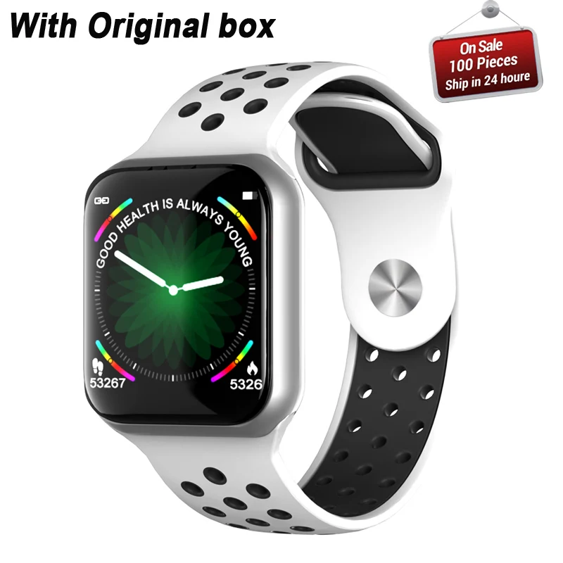 White with silver Новейший смарт-браслет F8 с Bluetooth, пульсометром, смарт-браслет, 1,3 дюймовый экран, расстояние шагов, калории, спортивные наручные часы - Цвет: White with silver