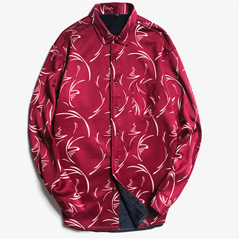 TOLVXHP 2018The new autumn spring men's shirt with thick printing long-sleeved Slim clothing casual warm zhang size | Мужская одежда
