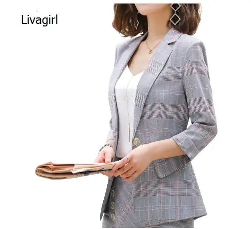 Женский офисный Блейзер Livagirl блейзер в клеточку с коротким рукавом Офисная