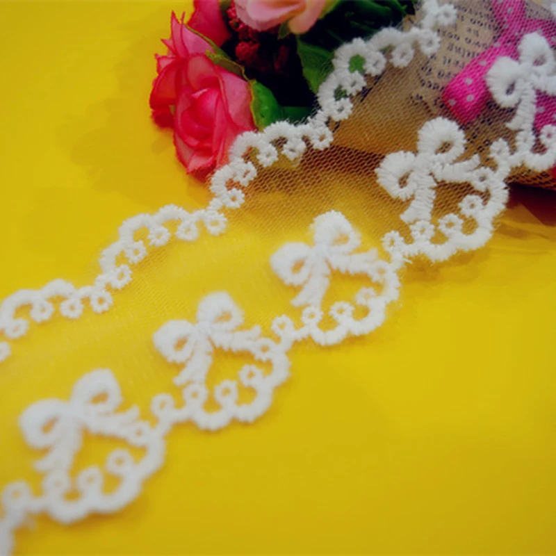 

14 yard 4cm 1.57" wide ivory bow organza embroidery lace trim ribbon 1018944L4K755
