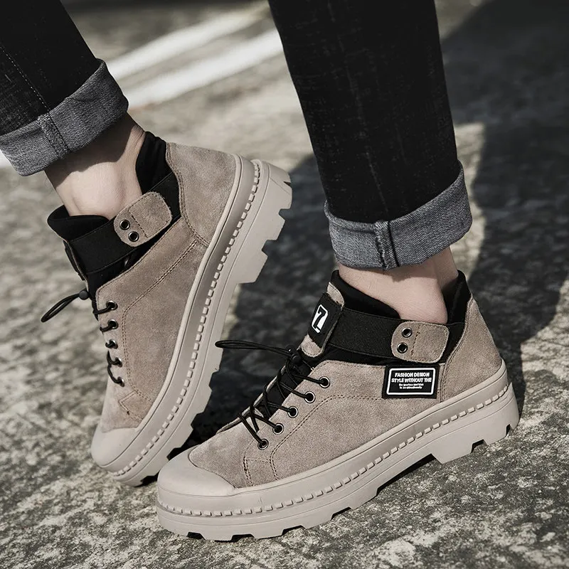 Мужские ботильоны из свиной кожи с круглым носком на плоской подошве|Ботинки| |