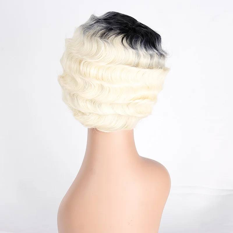 R1B-613 Doris beauty Ombre Короткие вьющиеся черные милые парики для женщин африканские афро волосы синтетические красные коричневые термостойкие - Цвет: R1B-613