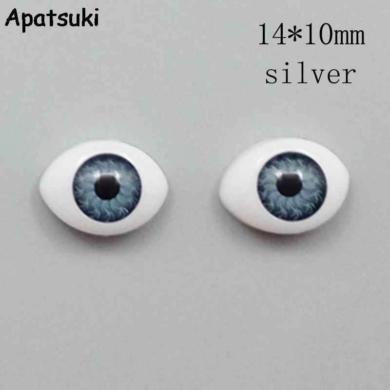 14x10mm 4pair silver 4 пары 12*8 мм DIY глаза для BJD куклы шарнирные куклы Замена Глазные яблоки DIY аксессуары для 11," Кукольный домик детская игрушка - Цвет: 14x10mm 4pair silver