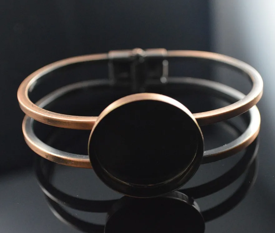 Бесплатная доставка 25 мм круглый браслет на запястье пустая основа рамка кабошон