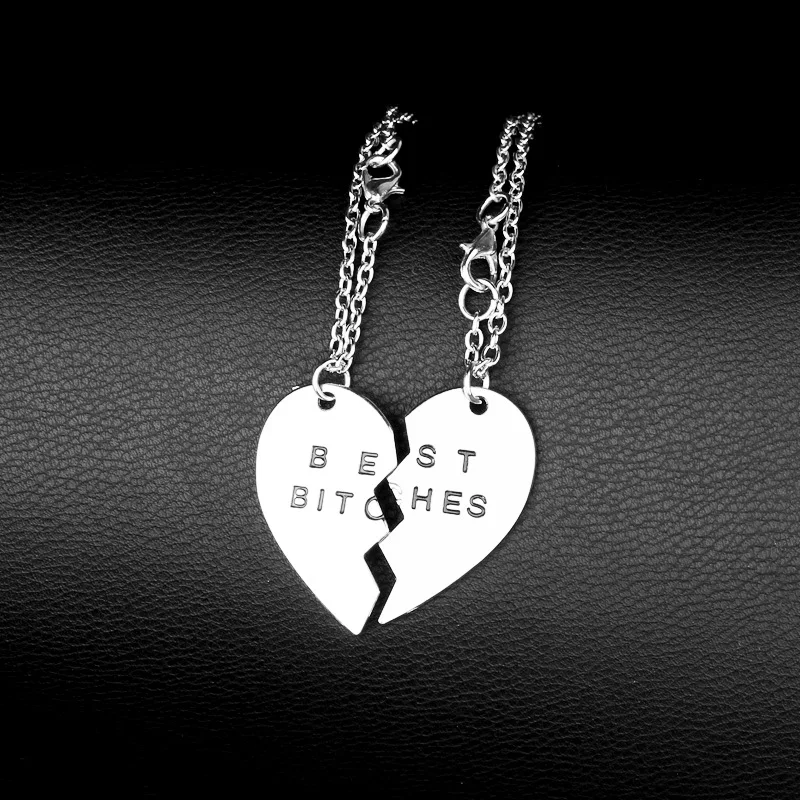 

New fashion necklace best friend best bitches 2/3 broken heart pendant necklace triple stitching girlfriends girlfriend Friendsh