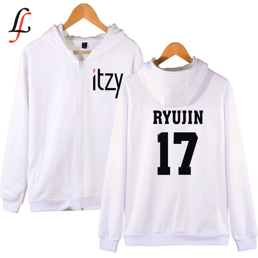 Itzy harajuku толстовки на молнии с буквенным принтом Kpop Женская и мужская уличная
