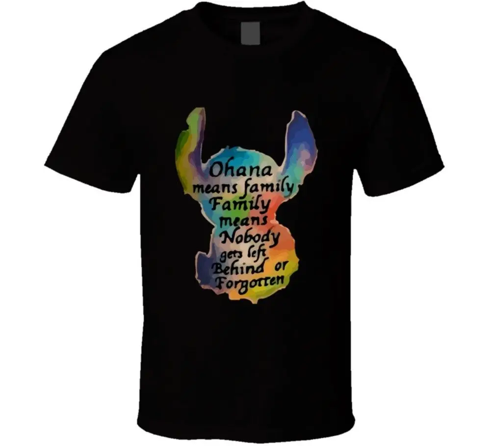 T-Shirt 2018 Fashion Men lilo and stitch ohana rainbow T Shirt Cotton Shirts Free Shippin | Мужская одежда